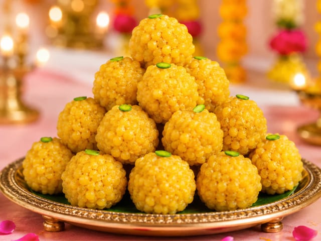 Laddu (boondi, rava, besan) — photograph