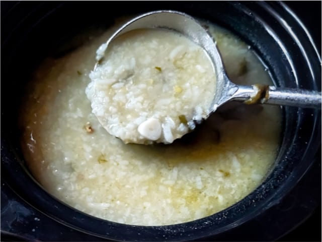 Nombu kanji — the Ramadan iftar porridge of rice, dal, meat, vegetables and coconut milk — photograph